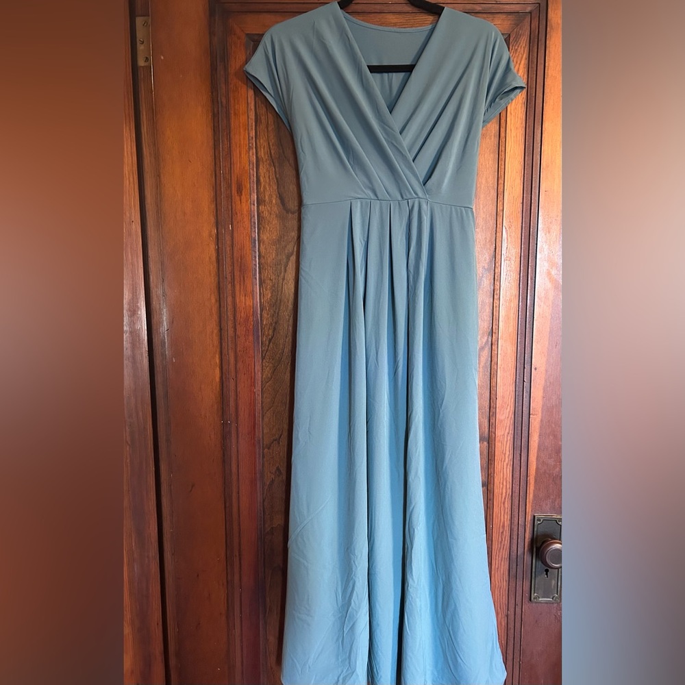 HALARA Light Blue Wrap Maxi Dress
